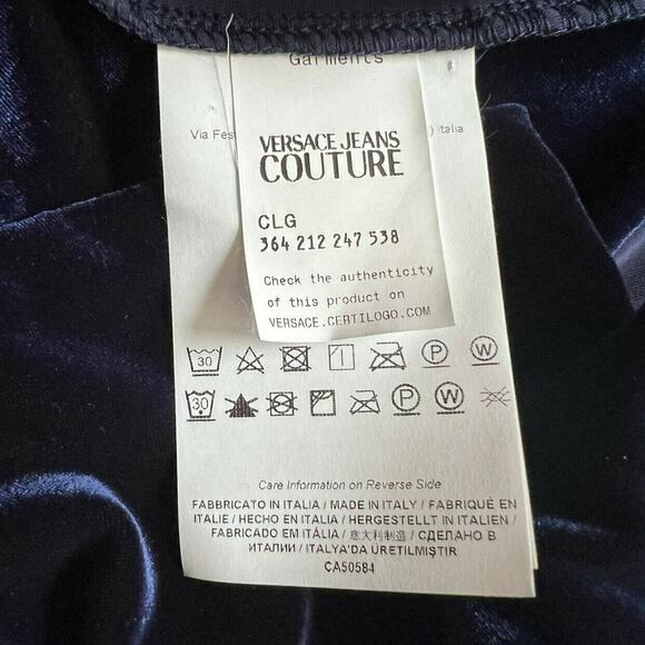 Versace Jeans Couture Navy Long Sleeve Faux Wrap Dress, US0 - Picture 9 of 10